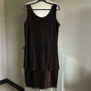 Patra | Womens Vintage Metallic Copper Layered Sleeveless Dress - Size L/XL